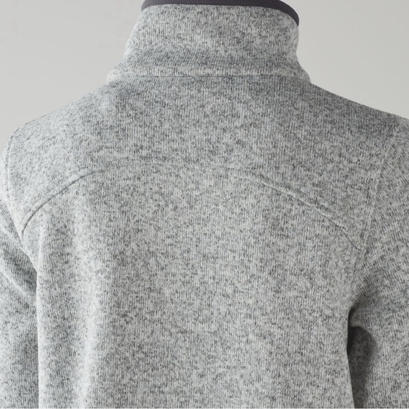 Lululemon Its Fleecing Cold Zip Jacket Heathered White Dark Carbon - women’s 6 - Picture 3 of 13